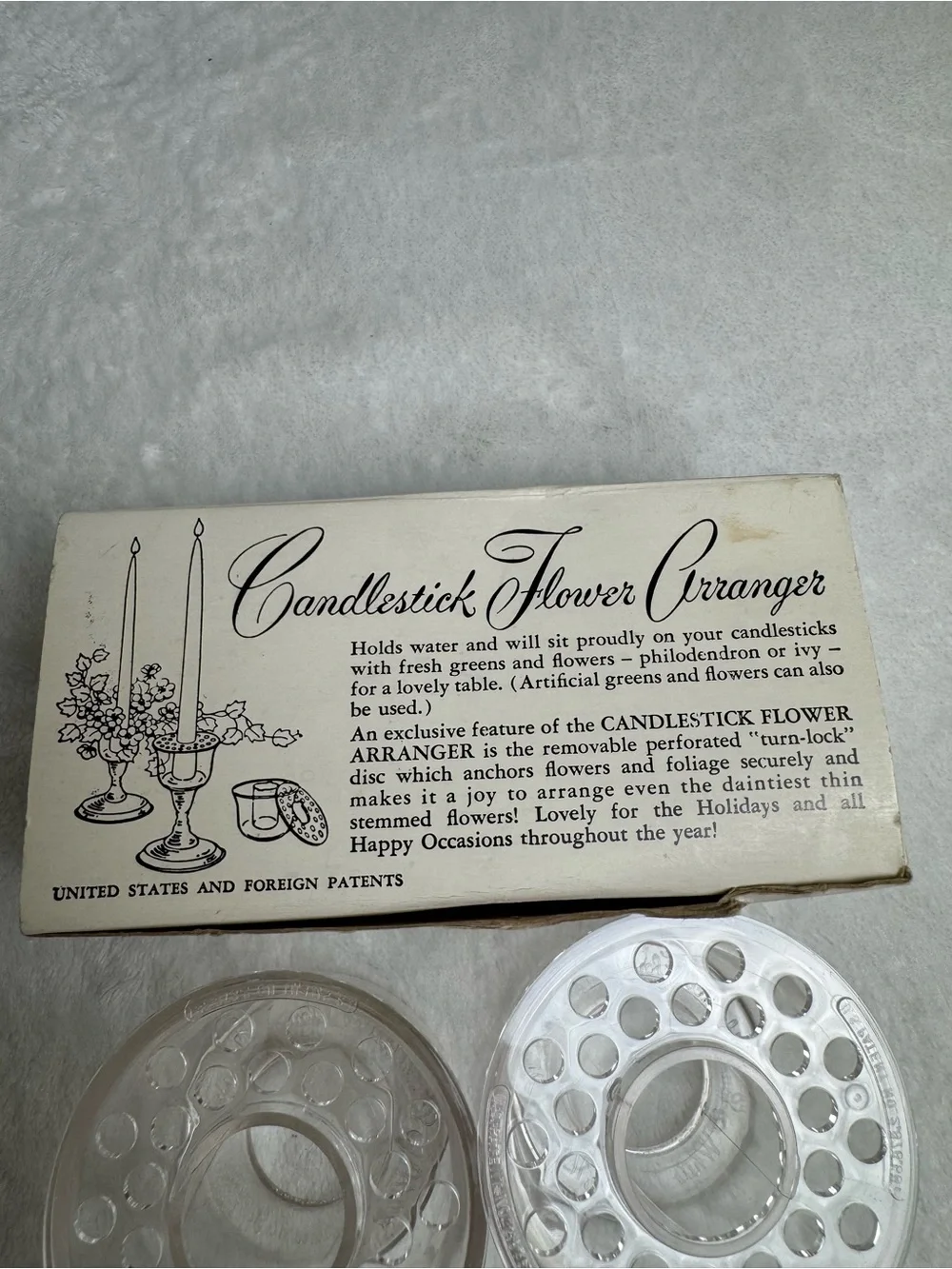SET of 2 Vtg CANDLESTICK ARRANGER Clear Acrylic FLOWER FROG Candle Holders PAIR